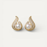 Cubic Zirconia Earrings with Sparkling Pearls