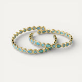 Vintage Blue Opal Gold Earrings