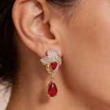 Elegant Red Crystal Drop Earrings
