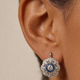 Blue Cubic Zirconia Mandala Earrings