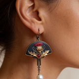 Boho Red Crystal and Pearl Earrings