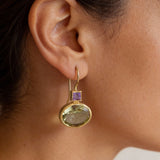 Gold Green Crystal Earrings