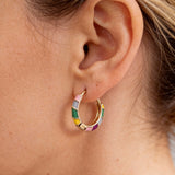 Elegant Gold Multicoloured Enamel Earrings