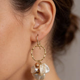 Vintage Gold Pearl and Flower Drop Earrings