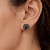 Elegant Round Black Crystal Earrings