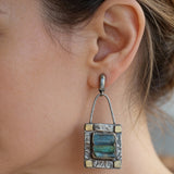 "Antique" Blue and Green Crystal Earrings