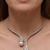 Elegant Sparkling Sterling Silver Pearl Necklace