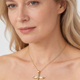Gold Angel Wing Cross Pendant Necklace
