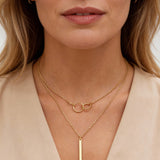 Vintage Gold Double Circle Pendant Necklace