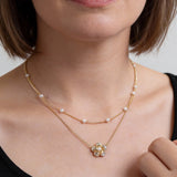 Double-Layer Pearl Flower Necklace