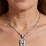 Vintage Silver Cushion-Cut Crystal Necklace
