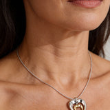 Two-Tone Hollow Heart Pendant Necklace