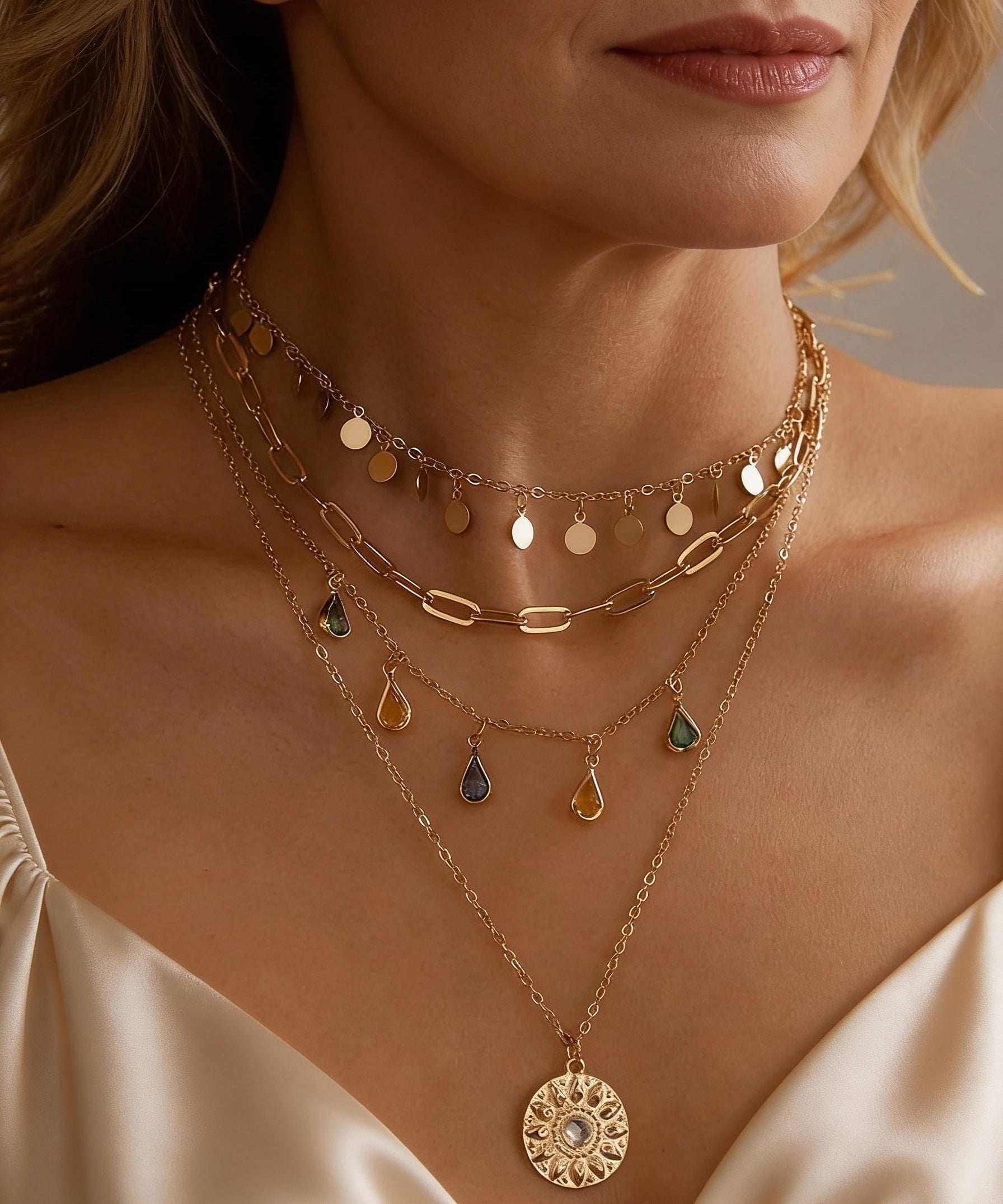 Vintage Golden Sun Necklace