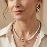 Natural Pearl Necklace + Earrings Set