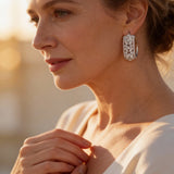 Rectangular Silver Sparkle Earrings