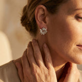 Elegant and Exquisite Earrings with Opal Petals in Gold