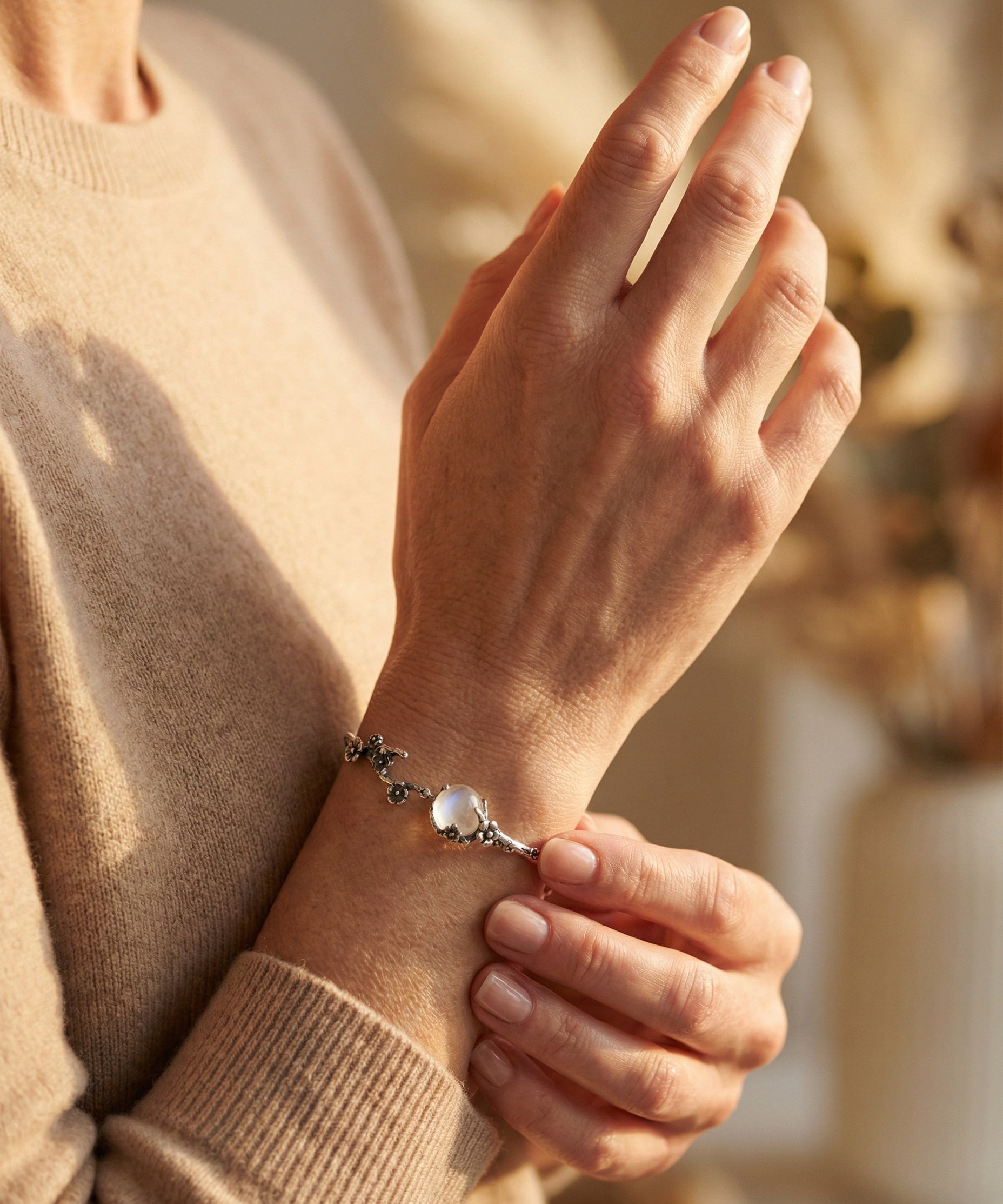 Vintage Silver Flower Branch Bracelet