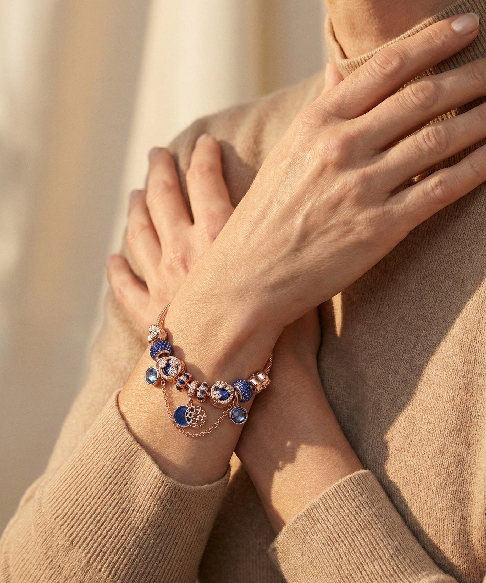 Rose Gold and Blue Crystal Bracelet