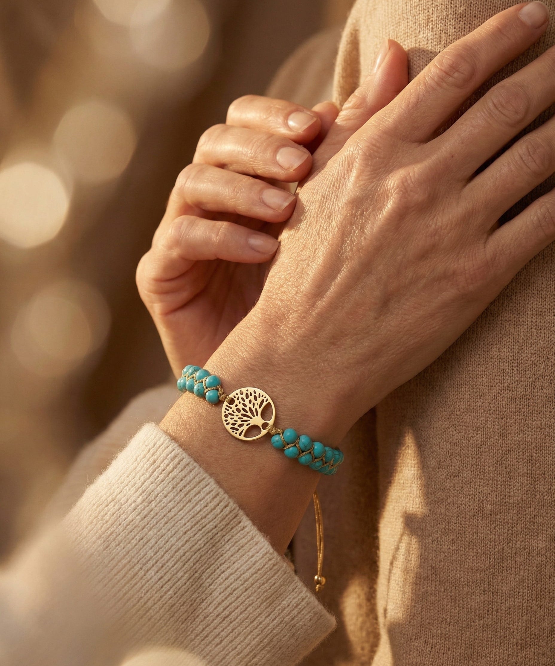 Handcrafted Turquoise Stone Tree of Life Bracelet