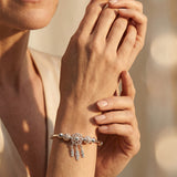Adjustable Three Leaf Charm Silver Bracelet