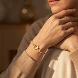 Classic Gold Ginkgo Leaf and Pearl Bracelet