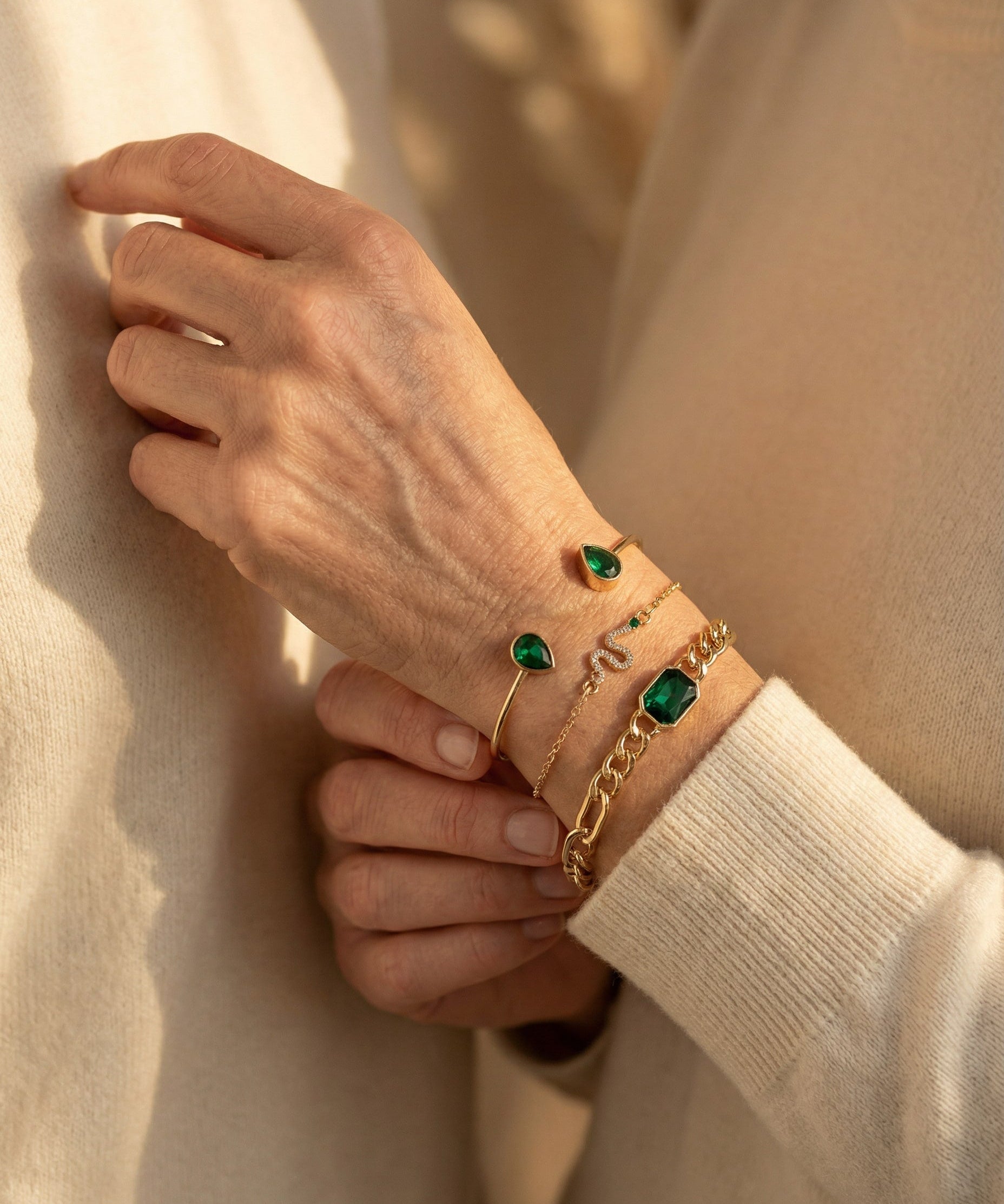 Green Crystal Bracelet Set