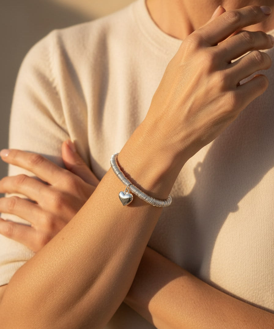 Elegant Silver Heart Bracelet