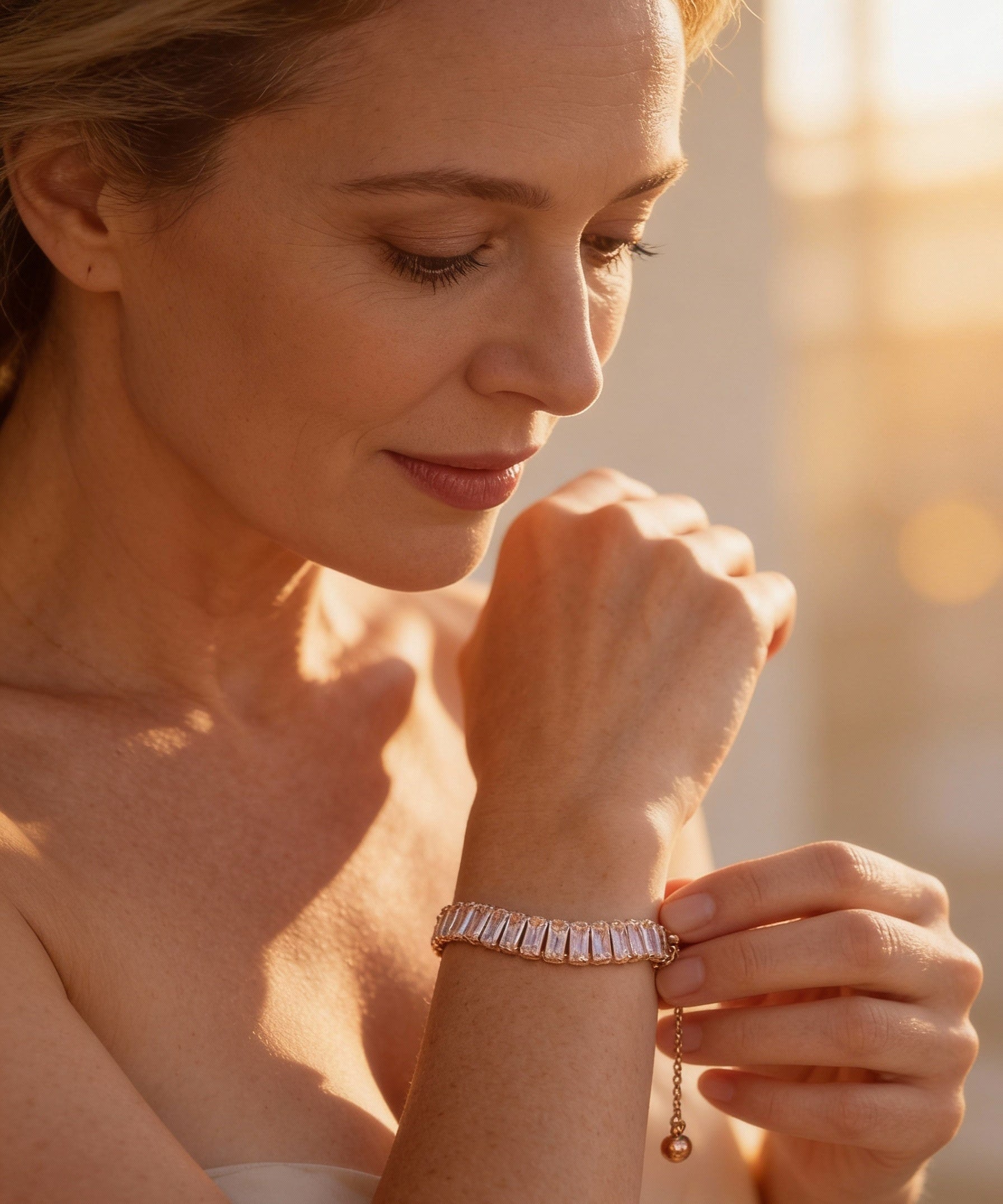 Gold and Silver Cubic Zirconia Adjustable Bracelet