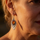Vintage Silver Orange Stone Earrings
