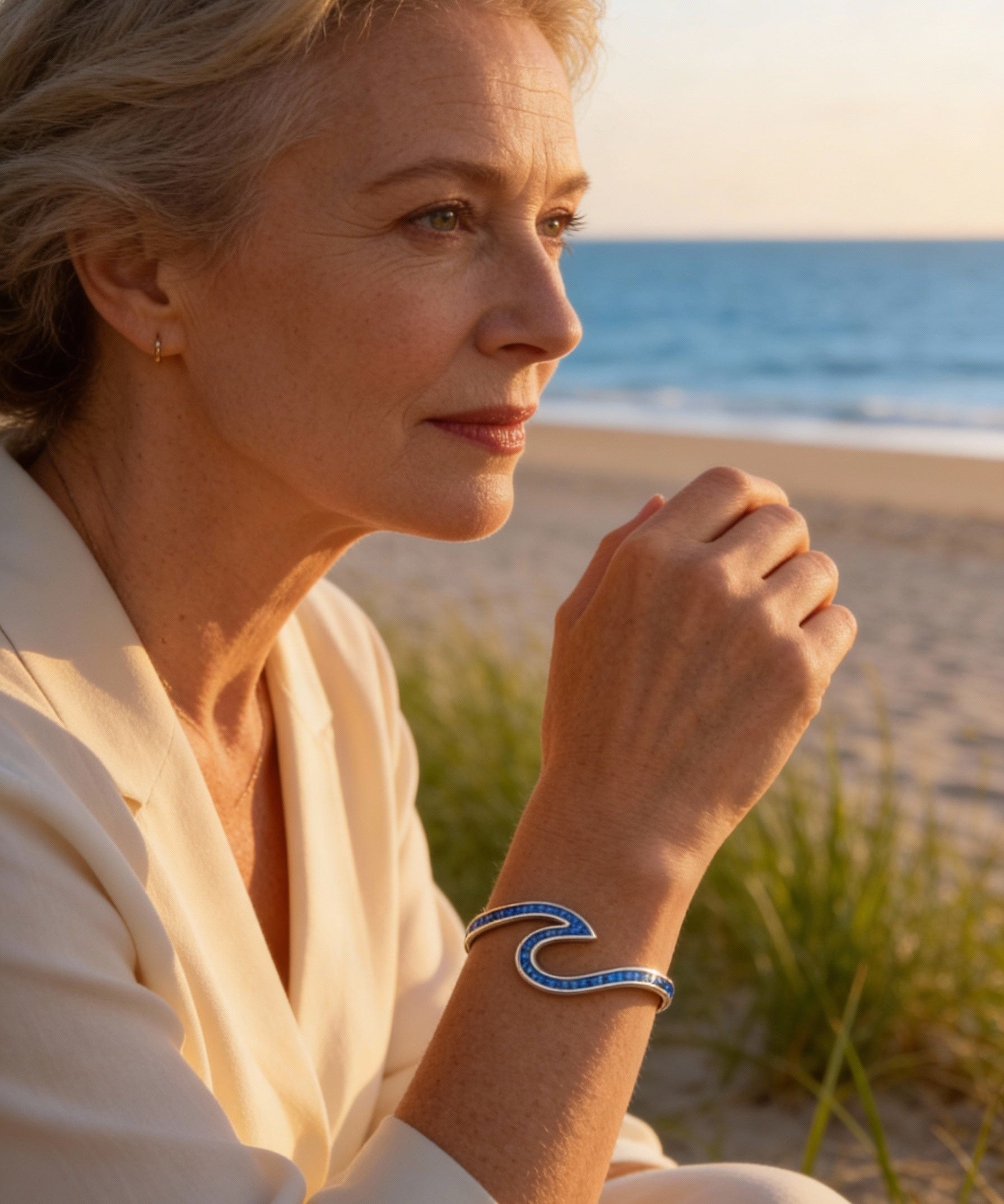 Sea Wave Opal Silver Bracelet