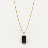 Elite Black Titanium Minimalist Square Pendant Necklace