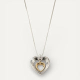 Two-Tone Hollow Heart Pendant Necklace