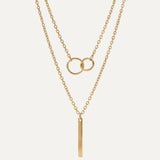 Vintage Gold Double Circle Pendant Necklace