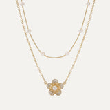Double-Layer Pearl Flower Necklace