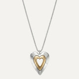 Vintage Silver and Gold Heart Pendant Necklace