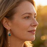 Festive Earrings with Blue Pearls