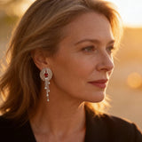 Hollow Red Stone Drop Earrings