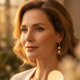 Luxury Earrings with Cultured Pearls and Zircons