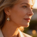 Retro Silver Triangular Pendant and Curved Hook Earrings