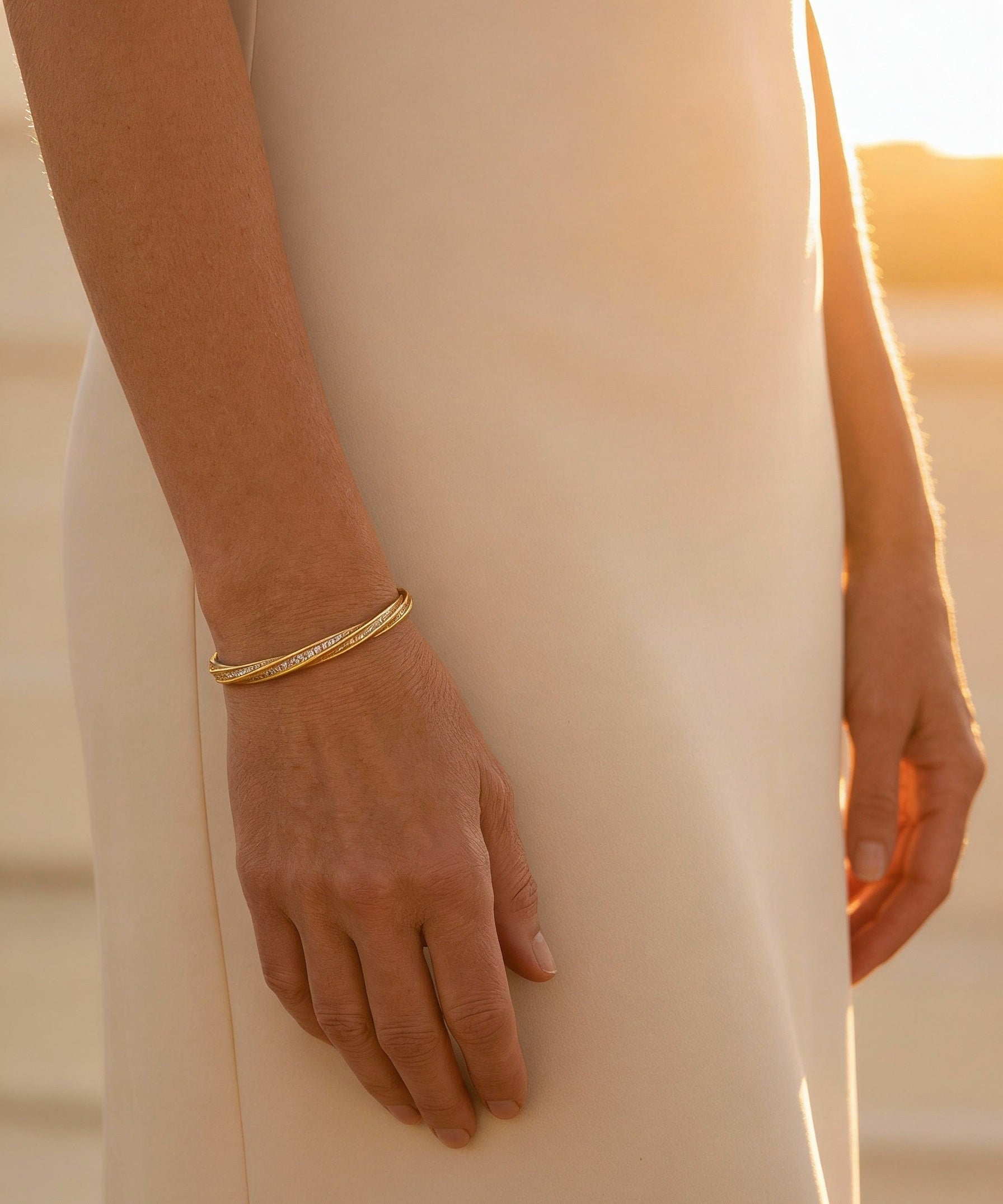 Elegant Two-Row Gold Crystal Bracelet