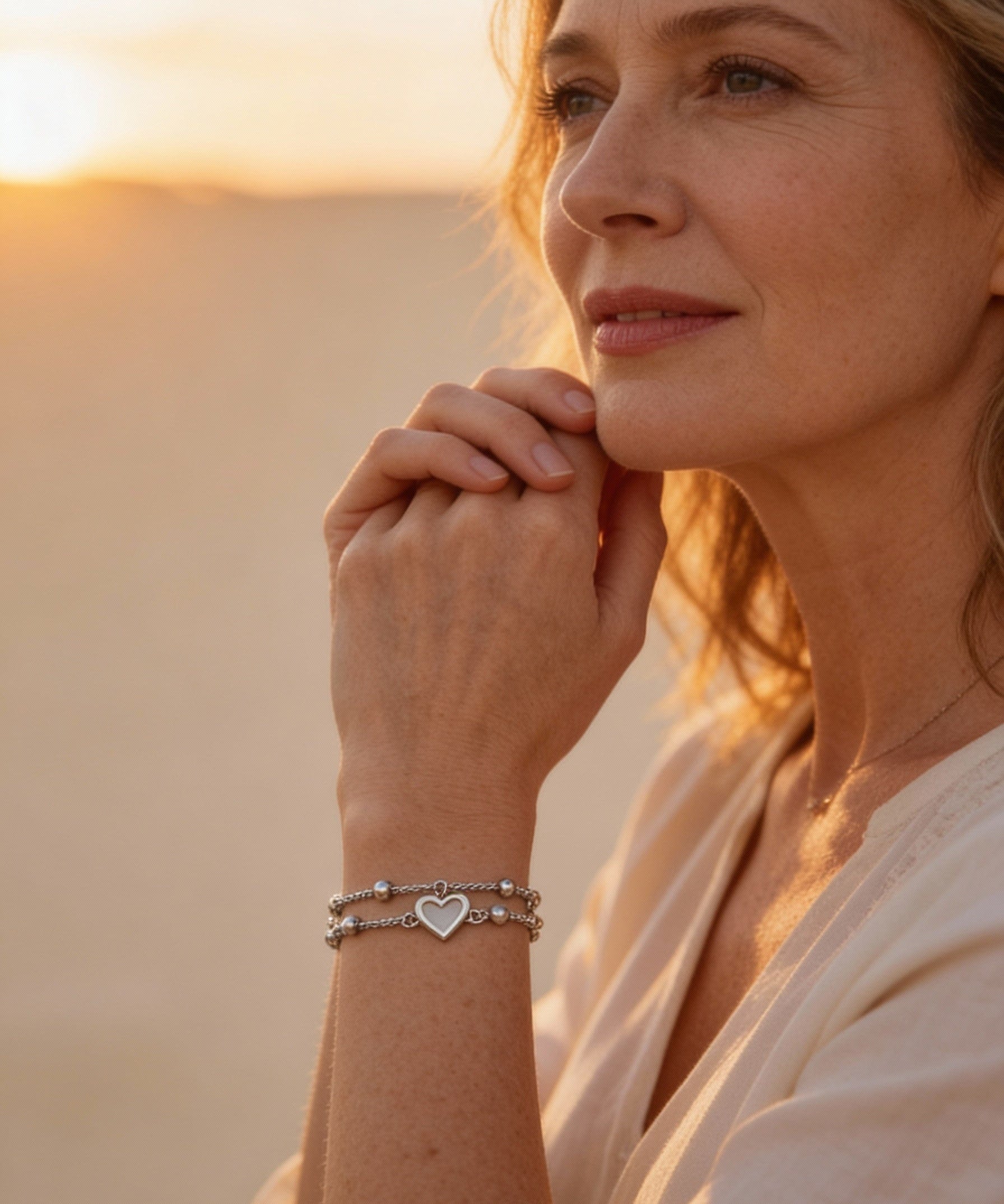 Adjustable Silver Heart Bracelet