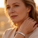 Simple Two-Layer Geometric Open Zircon Bracelet