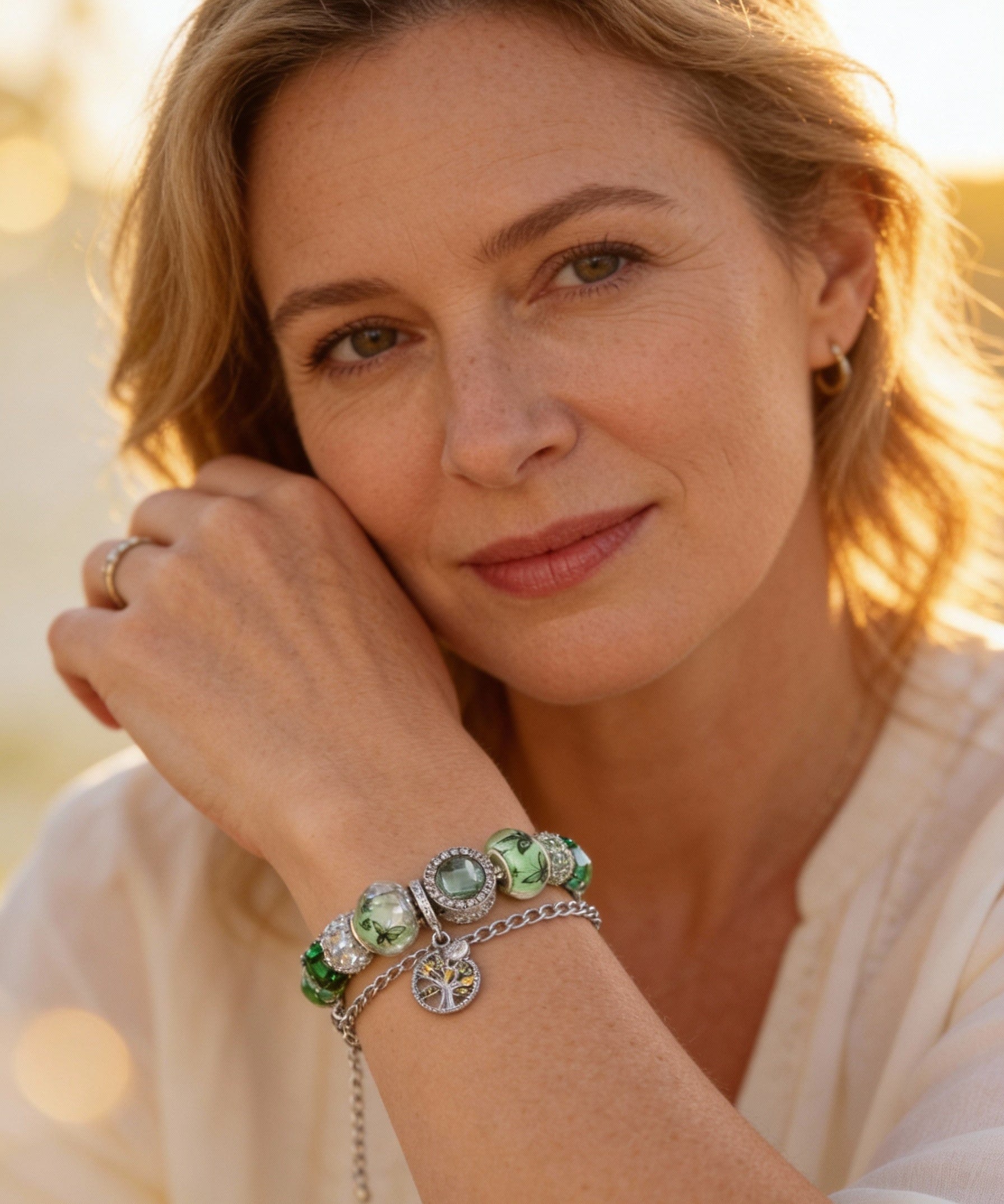 Silver and Green Crystal Bracelet