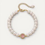 Vintage Gold Rose Quartz Pearl Bracelet