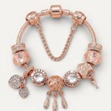 Pink Dream Catcher Bracelet with Silver Charms