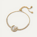 Gold Cubic Zirconia Moon Charm Bracelets