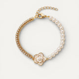 Vintage Floral Pearl and Gold Bracelet