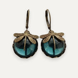 Antique Gold Dragonfly Sphere Earrings