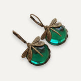 Antique Gold Dragonfly Sphere Earrings