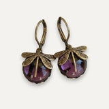 Antique Gold Dragonfly Sphere Earrings